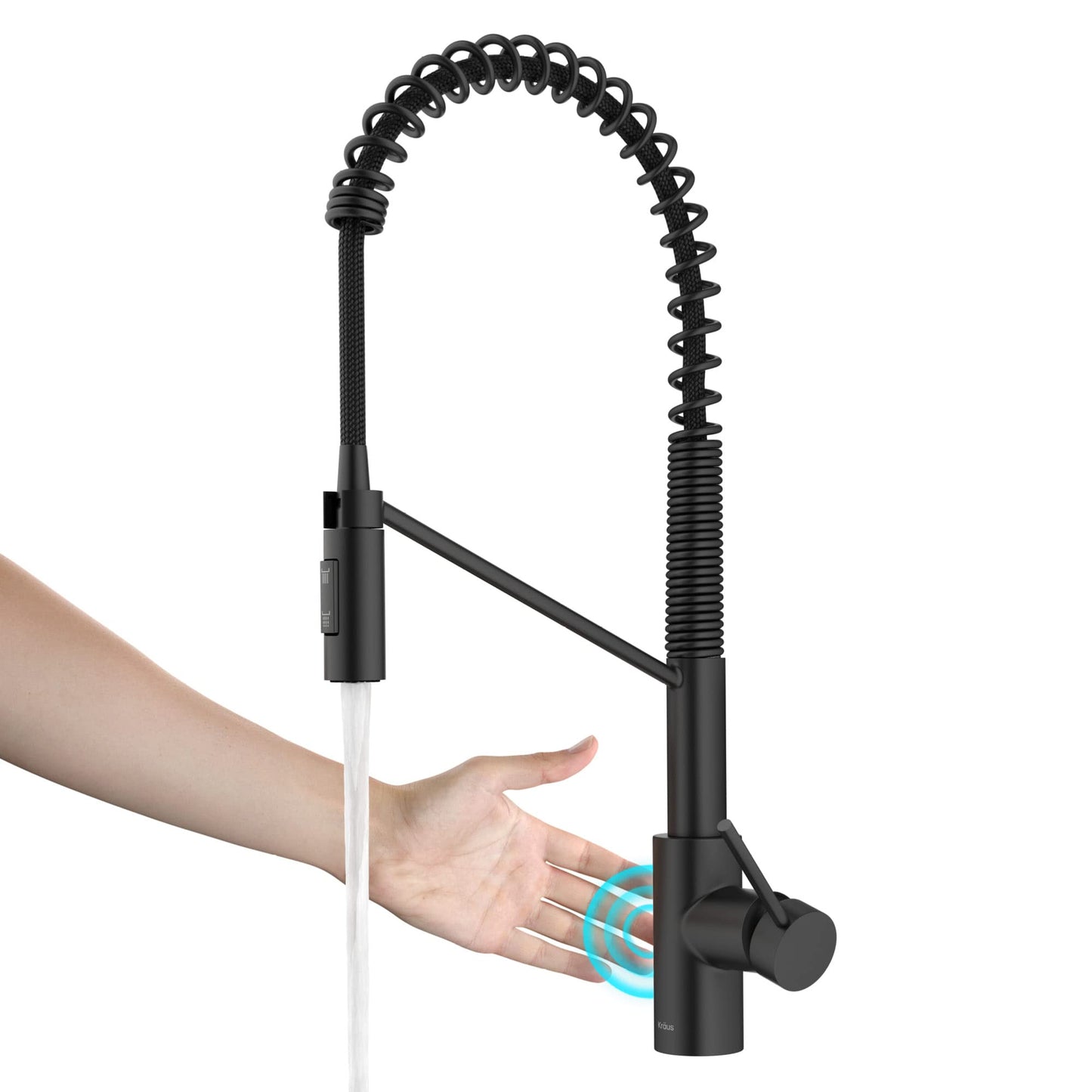 KRAUS Oletto Touchless Sensor Commercial Pull-Down Single Handle Kitchen Faucet with QuickDock Top Mount Assembly in Matte Black