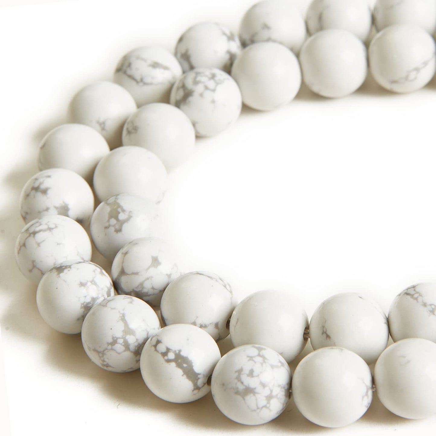 35pcs 10mm Natural Howlite Beads Gemstone Beads Round Loose Beads for Jewelry Making