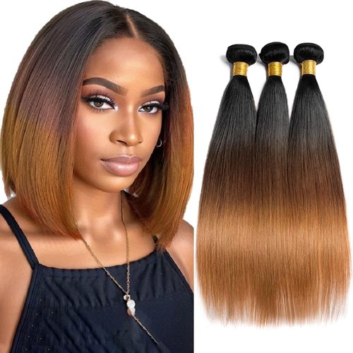 Condescension Brazilian Omber T1B/4/30 Human Hair Bundles 16 18 20 Inch Straight Hair 3 Bundles Human Hair 100% Unprocessed Remy Virgin Weave Hair for Women