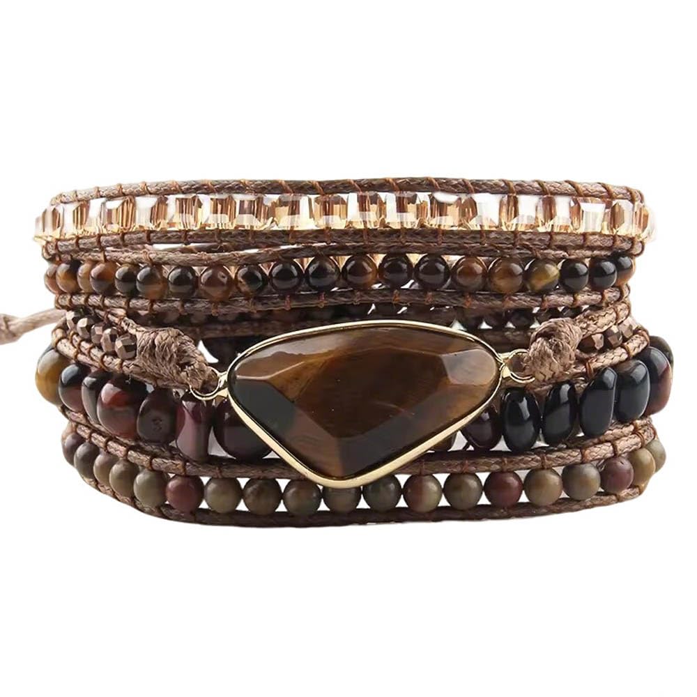 ZOSOJONA Boho Wrap Bracelet for Women, Handmade Natural Imperial Jasper Multi-Layer Stone Beaded Bracelet, Bohemian Healing Crystal Stone Jewelry Gifts