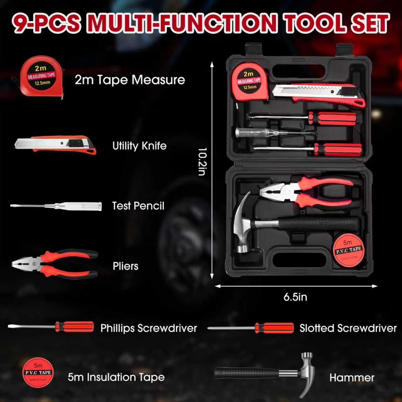 VEIYIE Roadside car Emergency kit, 12PCS Emergency Car Kits for Vehicles with Jumper Cables, Portable Air Compressor, Tow Strap, Survival kit, Emergency Supplies for Women,Man, New Driver Gifts