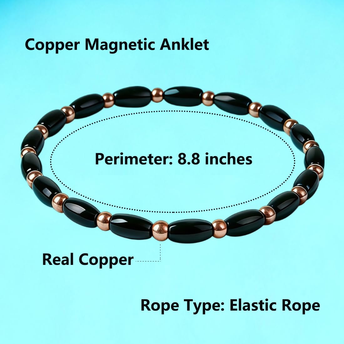 Drkao Copper Magnetic Therapy Anklet for Women Men, Copper Anklets Magnet Anklets, Easter Gift for Lover, Best Friends, Boss, Pulsera De Cobre Para Mujer for Parents For Mother 2 Pack