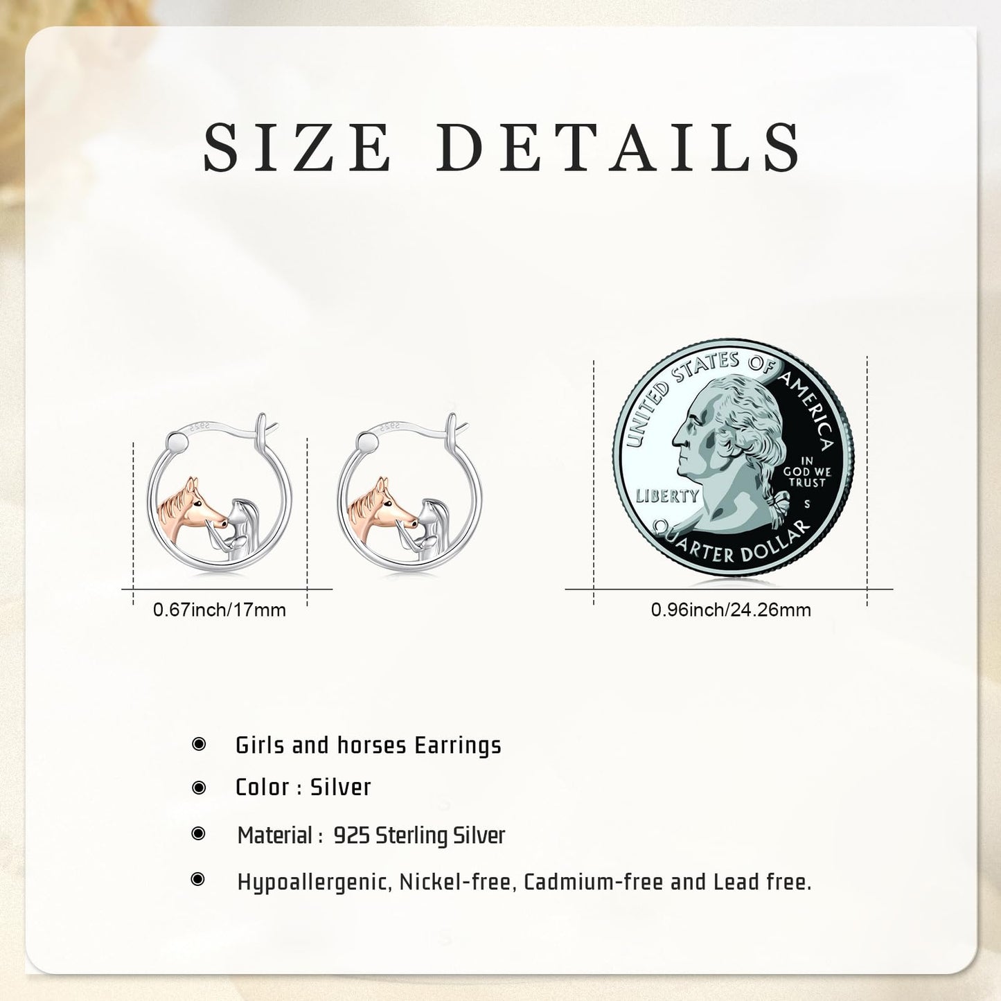 JUSTKIDSTOY Horse Earrings for Girls Women 925 Sterling Silver Horse Hoop Earrings for Sensitive Ears Jewelry Horse Graduation Gifts for Women Daughter Horse Lovers