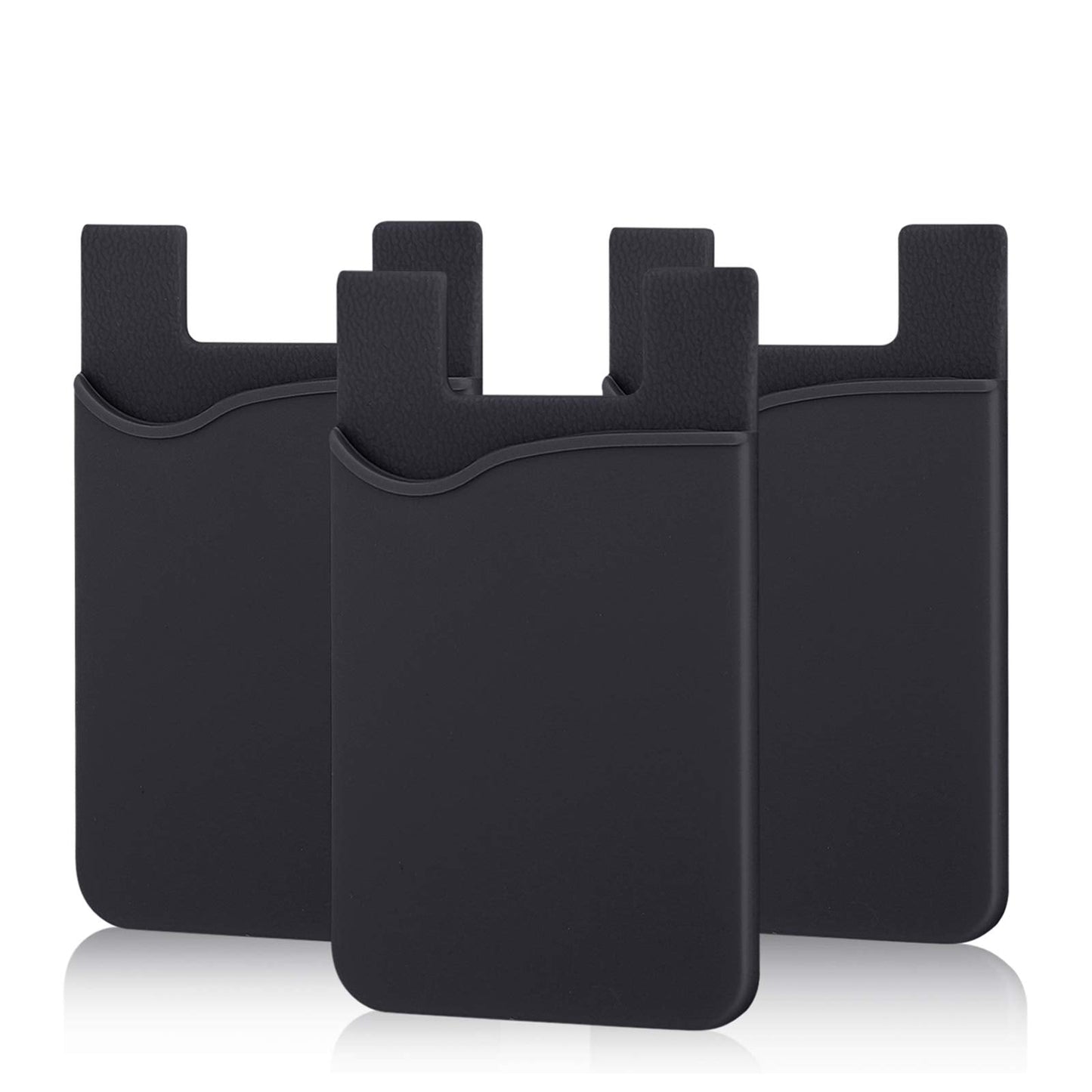 Pofesun Adhesive Phone Card Holder, 3 Pack Silicone Stick-on Wallet ID/Credit Card Holder Pouch Sleeve Self Adhesive Sticker Case for iPhone 17 16 15 14 13 12 Pro Max,iPad,Samsung Galaxy,Tablet