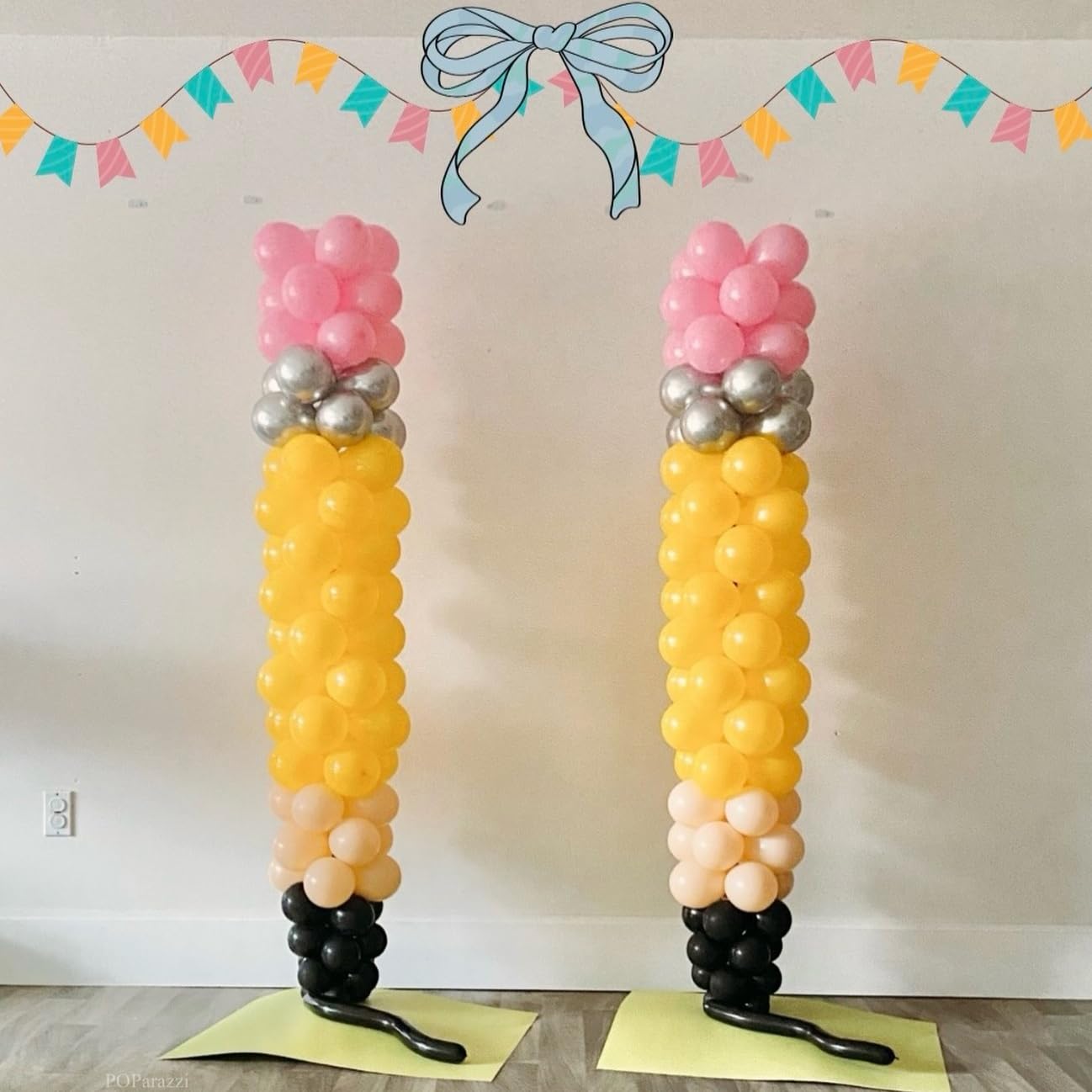 PartyXpress 192PCS Pencil Balloon Arch Garland Kit for Back to School Garland, Welcome Back Party Supplies Decor, First Day of Kindergarten Decorations, Teacher Graduation Party