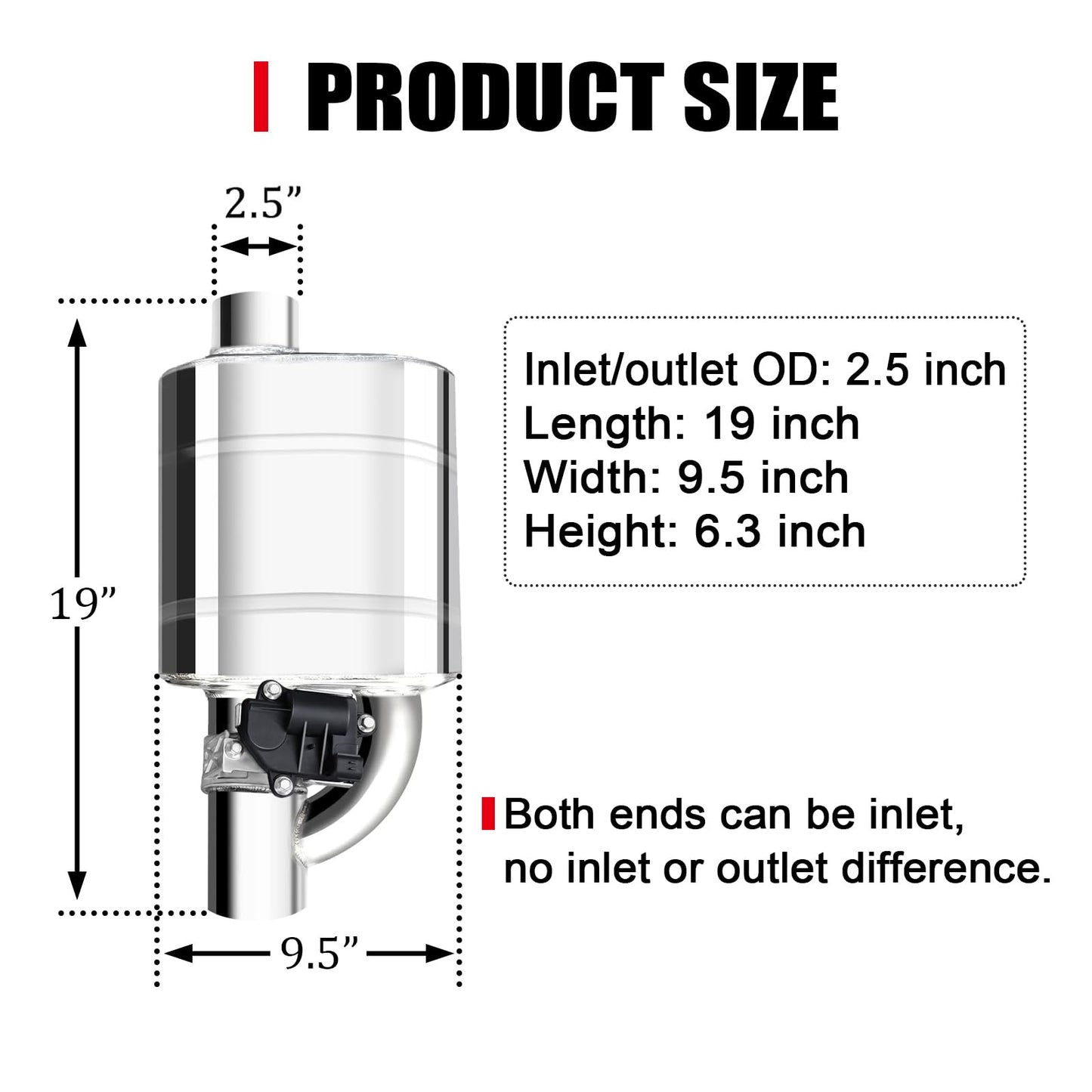 2.5 Inch Valved Muffler Electric Exhaust Cutout with Muffler Cat Back Exhaust System Kit (2pcs)