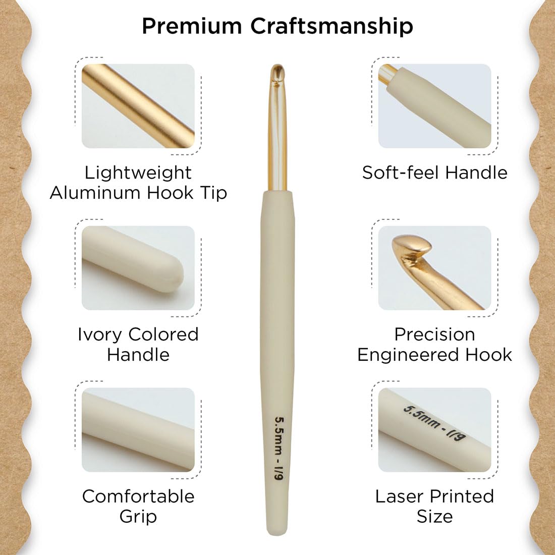 Knitter’s Pride Pearl Deluxe Aluminum Crochet Hook Set – 9 Sizes (2mm to 6mm)