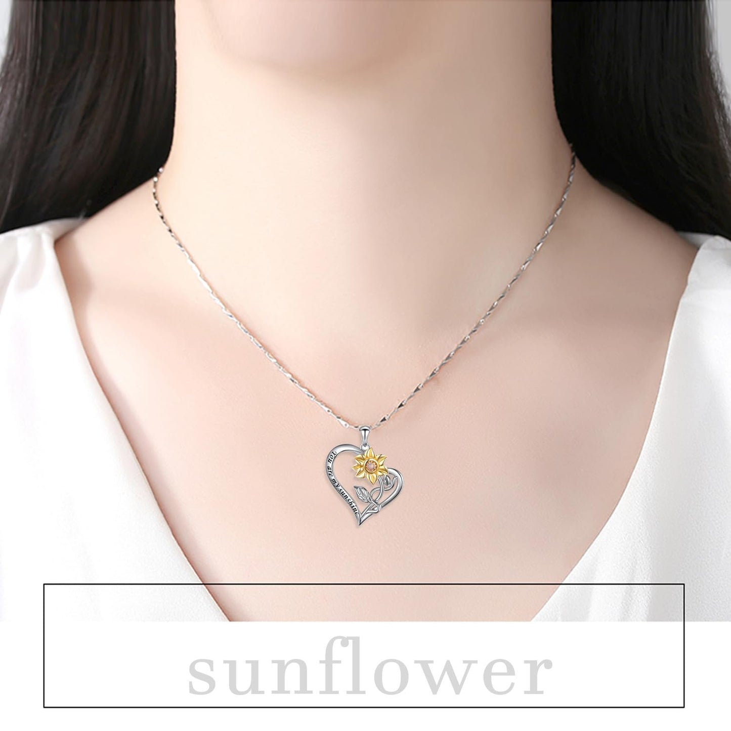 CCJM Sunflower Necklace for Women,Mothers Day Anniversary Birthday Christmas Gifts,You Are My Sunshine Sunflower Necklace Gift for Mom Wife Daughter Girlfriend Sister Granddaughter