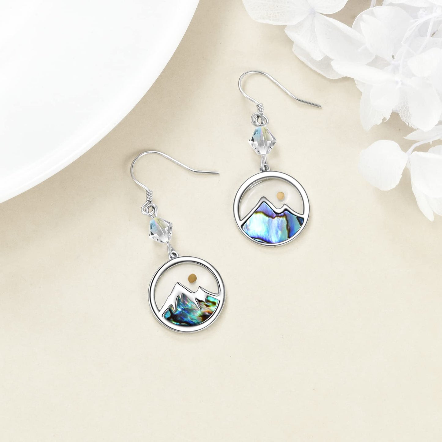 AOBOCO Mustard Seed Earrings 925 Sterling Silver Crystal Round Drop Dangle Earring Religious Christain Faith Jewelry Gifts for Women