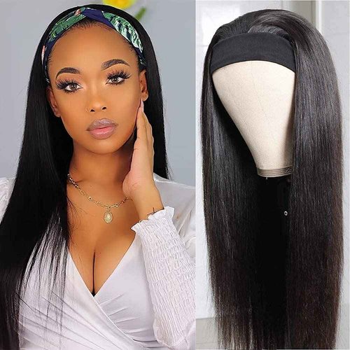 TNICE Headband Wig Human Hair Straight 22 Inch Headband Wigs for Black Women Glueless None Lace Front Human Hair Wigs Brazilian Virgin Hair Machine Made Headband Wigs 150% Density Natural Color