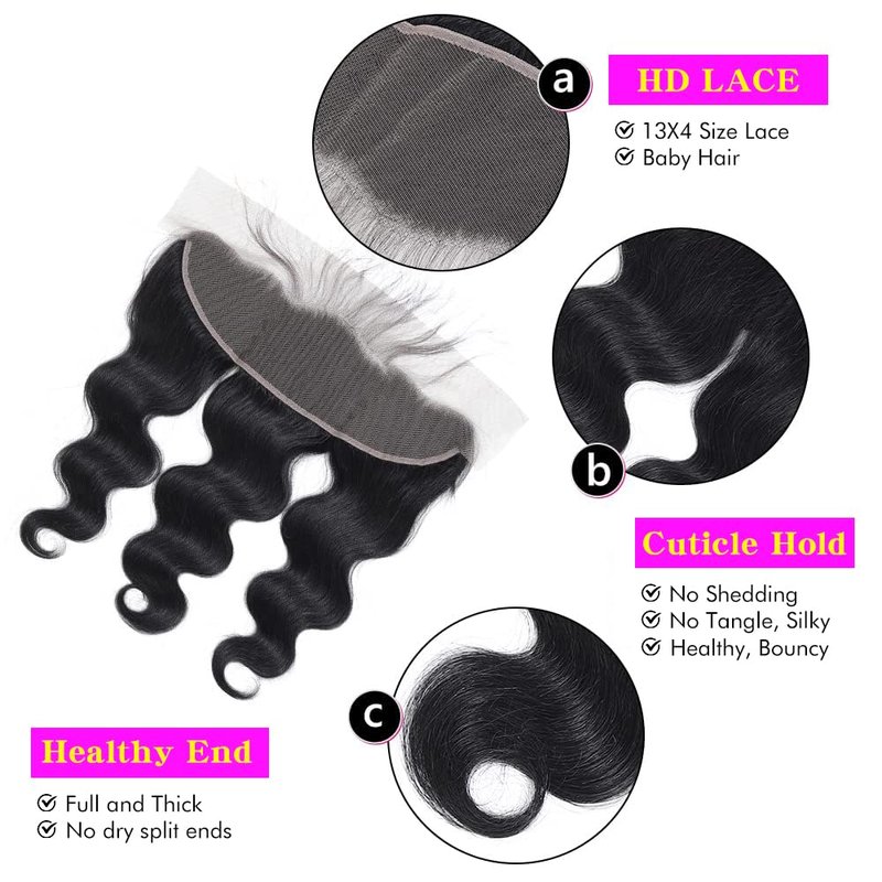 13x4 Lace Frontal Closure Body Wave Frontal Ear to Ear HD Lace Frontal Human Hair 100% Brazilian Virgin Human Hair Closure 18 Inch Frontals Hair Pieces for Women Free Part 150% Density