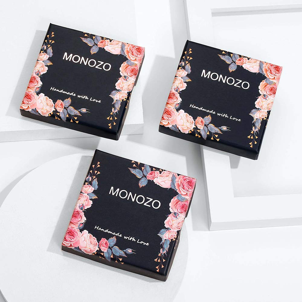 MONOZO Gold Initial Bracelets for Women Jewelry Gifts Trendy, Dainty 14K Gold Plated Layered Beaded M Letter Initial Bracelet Personalized Disc Monogram Charm Bracelets for Women Her Birthday Gifts