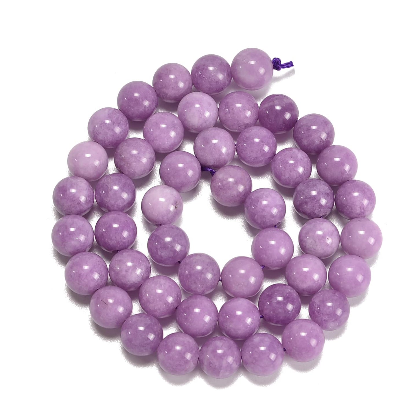 jodaying 10mm Purple Dyed Jade Smooth Round Natural Gemstone Loose Beads for Jewelry Making DIY Findings 1 Strand 15"