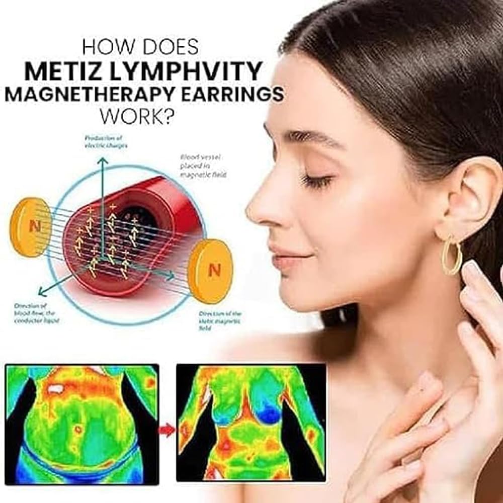 2 Pairs Lymphatic Drainage Slimming Hoop Earrings, Lymphvity Activity Germanium Acupuncture Therapy Hoop Earrings Fashion Jewelry Gift For Women Men (gold+silver)