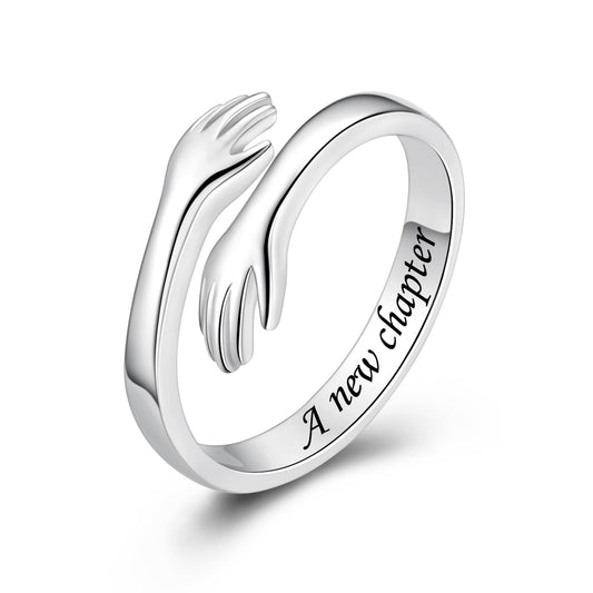 ACJFA Hug Rings for Women Sterling Silver Adjustable Ring Thumb Ring Birthday Mother Gifts Jewelry(A new chapter)