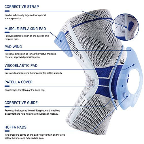Bauerfeind - GenuTrain P3 - Patella Knee Support for Misalignment of the Kneecap - Left Knee - Size 4 - Color Nature