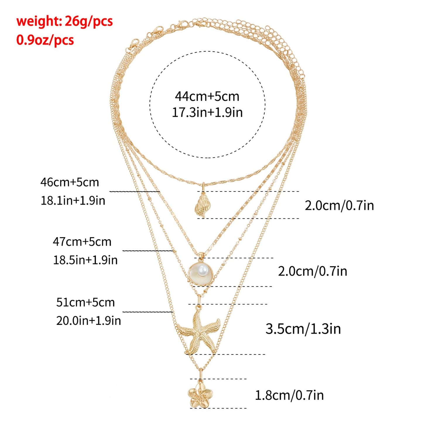 4 Pcs Seashell Starfish Necklace for Women Gold Starfish Pearl Boho Necklace Trendy Shell Flower Pendant Necklace Dainty Multi Layered Seashell Necklace Summer Beach Vacation Jewelry Gifts (flower)