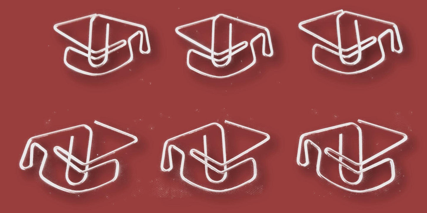 Graduation Cap Shaped Paper Clips 100 Count – Silver Decorative Paper Clips in Tin – Graduation Party Favors, Desk Accessories – Butler in the Home