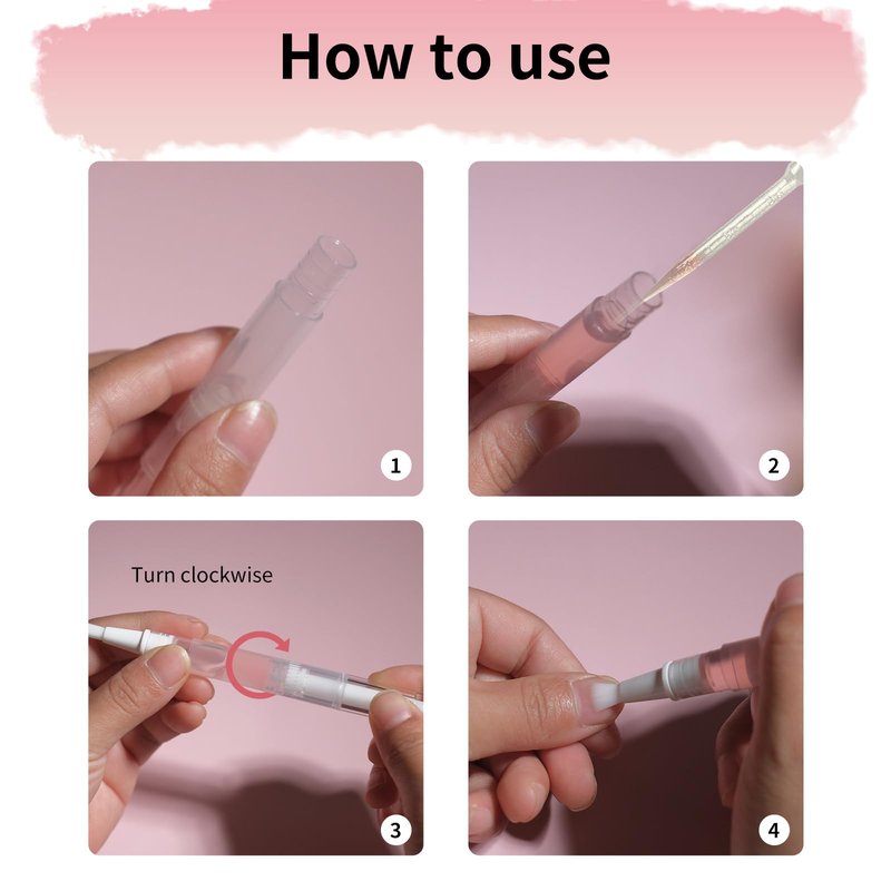 Olutacot 110 Pcs 3 ml Empty Cuticle Oil Pen Transparent Twist Pen Empty Nail Oil Pen with Brush Tip Cosmetic Container Applicator for Homemade Nail Oil, Lip Gloss, Eyelash Growth Liquid, White
