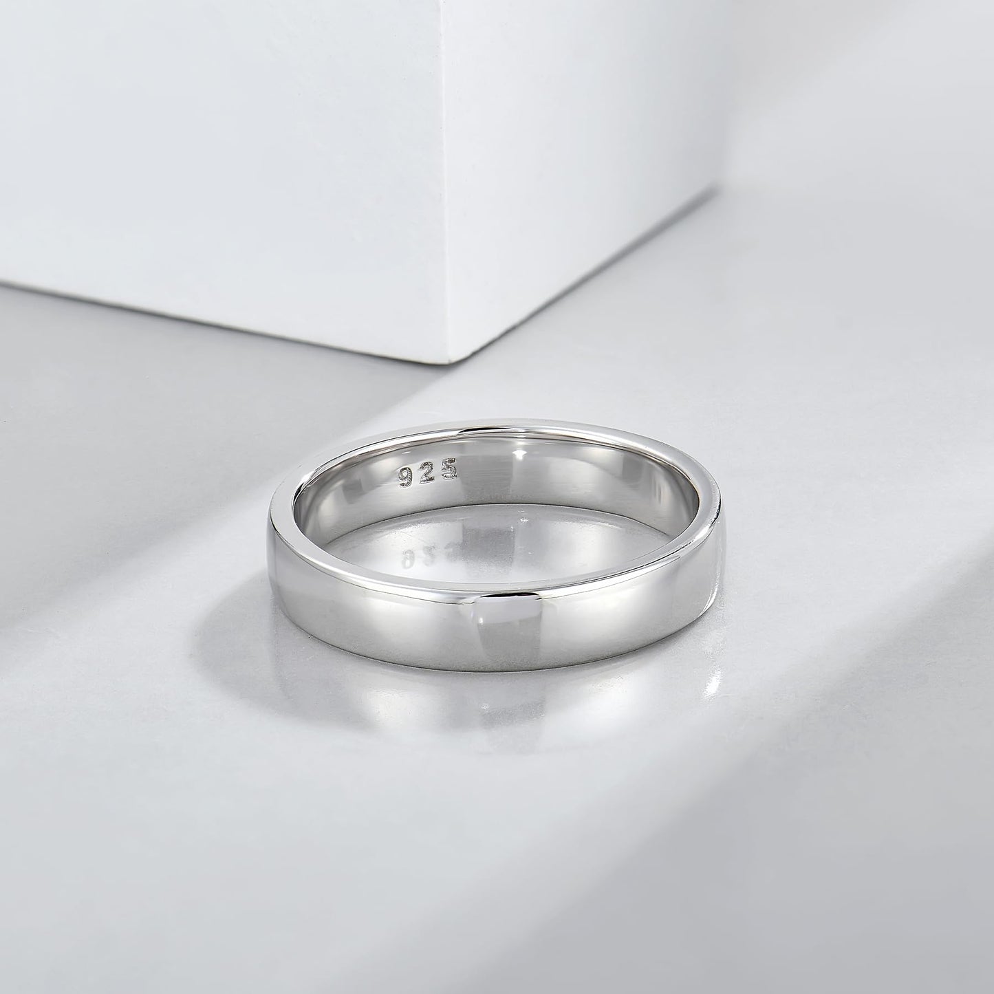 STARCHENIE Solid 925 Sterling Silver 4mm Wedding Band Ring, Comfort Fit High Polish, for Men and Women (Size 11)