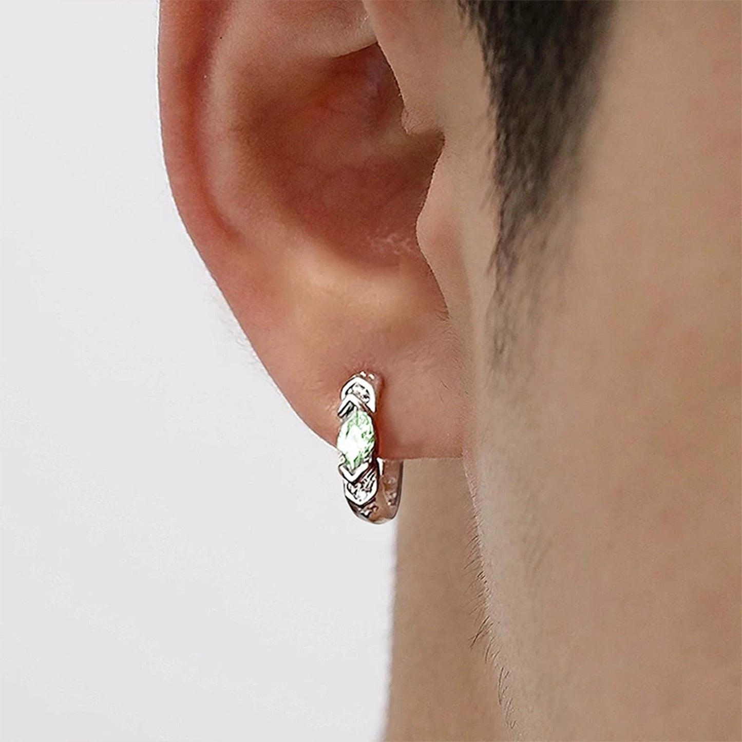 Lymphatic Drainage Slimming Hoop Earrings, Titanium Ion Lymphvity Germanium Acupuncture Therapy Moissanite Earrings Bloodstream Lymph Nodes CZ Jewelry for Women Men (Green-A)