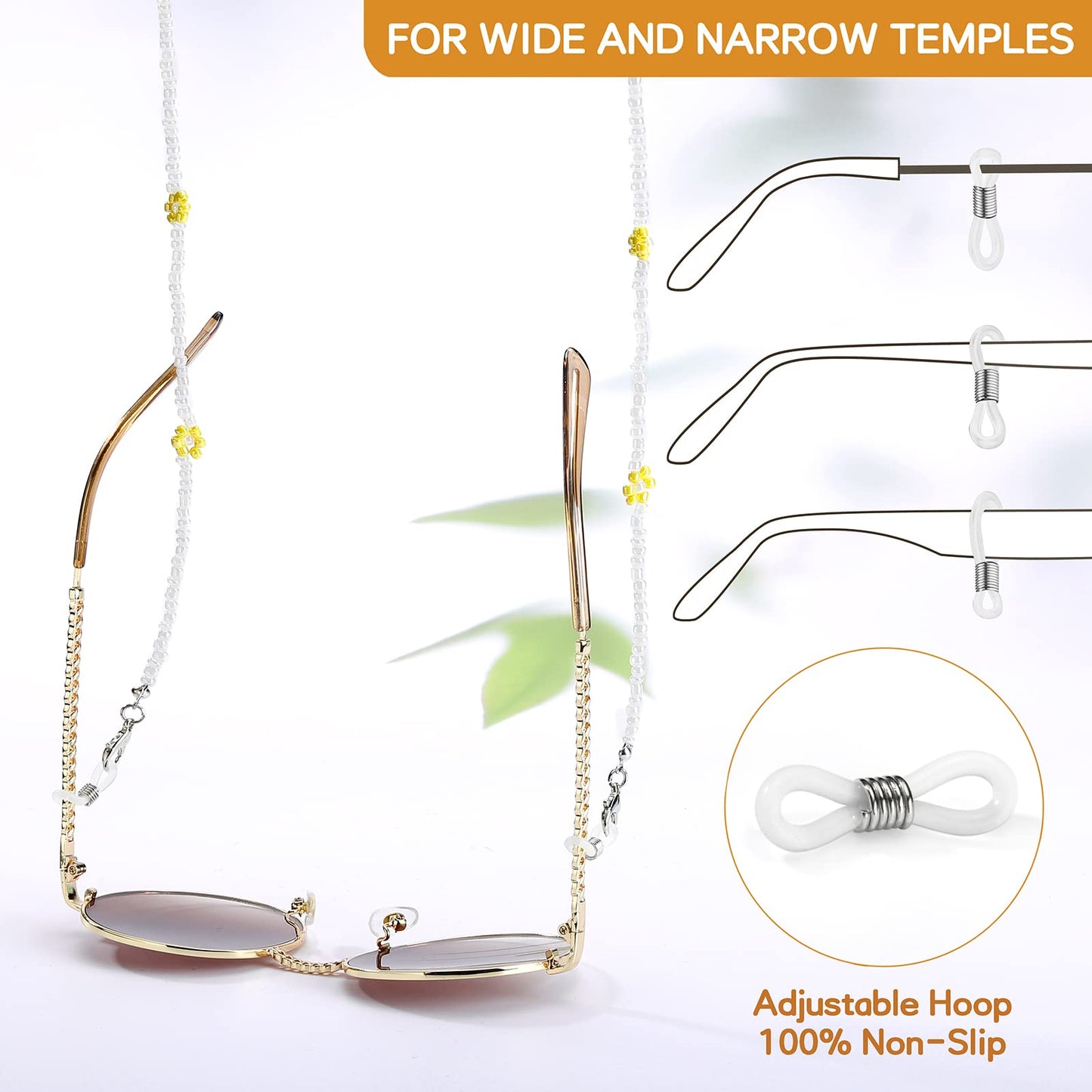 humlbird Mask Chain Daisy Glasses Chain Flower Mask Lanyard Face Mask Holder Around Neck Eyeglass Chain for Women Stylish, White
