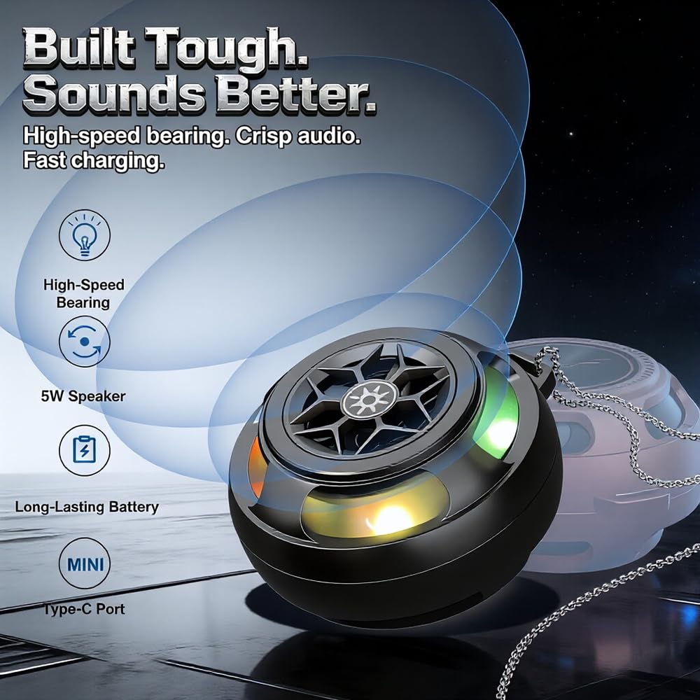 Starphen Speaker with Fidget Spinner , 2026 New Bluetooth 6.0 Fidget Toys for Adults Men, Metal Spinning Speaker with HD Sound, Unique Anxiety Relief Gadgets Gifts for Men