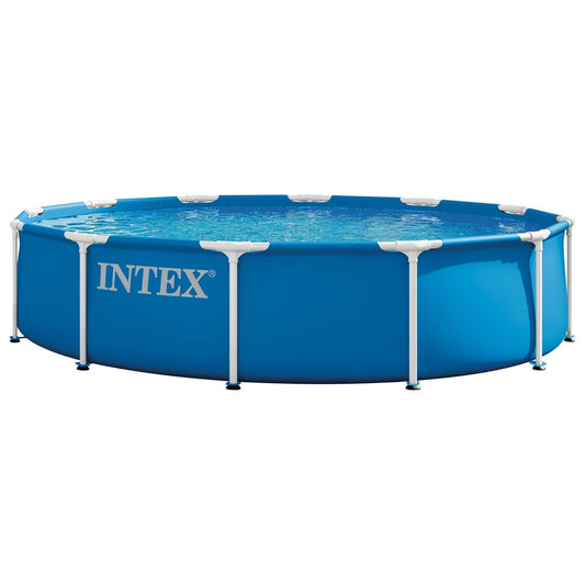 INTEX Metal Frame 12 ft x 30 in Above Ground Pool Set, Round Swimming Pool with Steel Frame