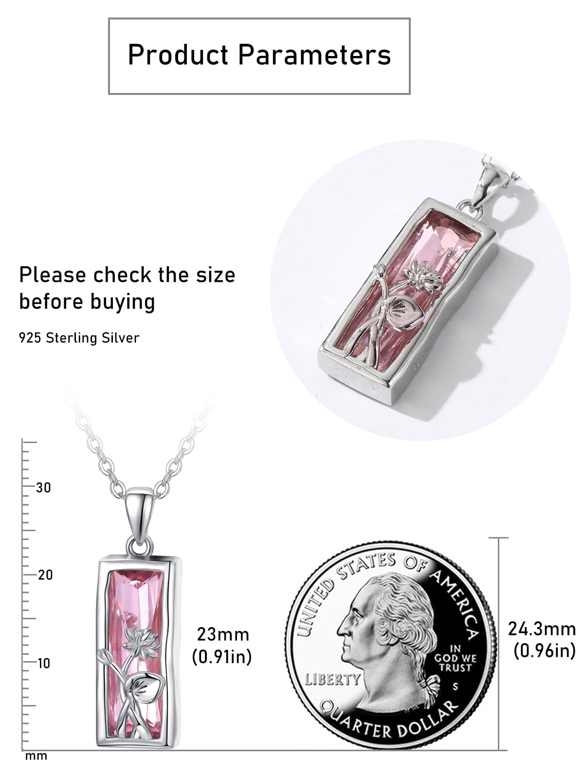 AENEAS Valentines Day Gifts for Women Her Lotus Necklace 925 Sterling Silver Pink Crystal Pendant Lotus Flower Jewelry Gifts for Women Her Wife