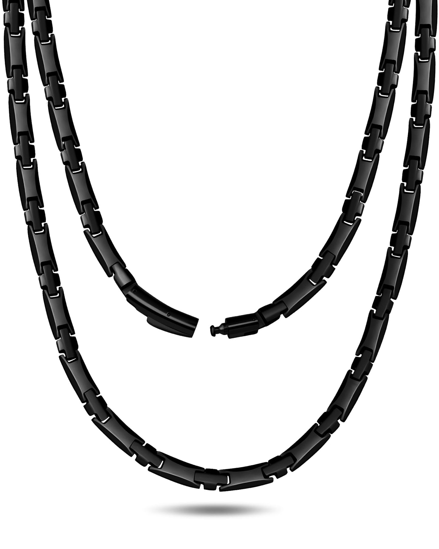 Feraco Magnetic Necklace for Men Women, Titanium Stainless Steel Magnetic Chain with Ultra Strength Neodymium Magnets & Cross Pattern, Black Jewelry Gift, Adjustable