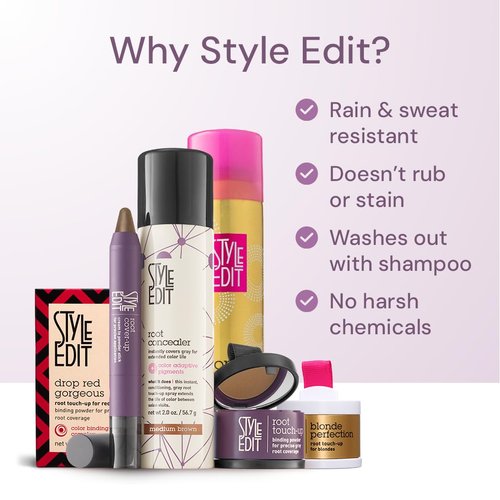 Style Edit Root Concealer Spray and Stick, Dark Brown, Temporary Gray Root Touch-Up, Cruelty-Free, Extends Color Life Between Salon Visits, For Gray, Grey, Brown Hair, Covers Roots and Gray