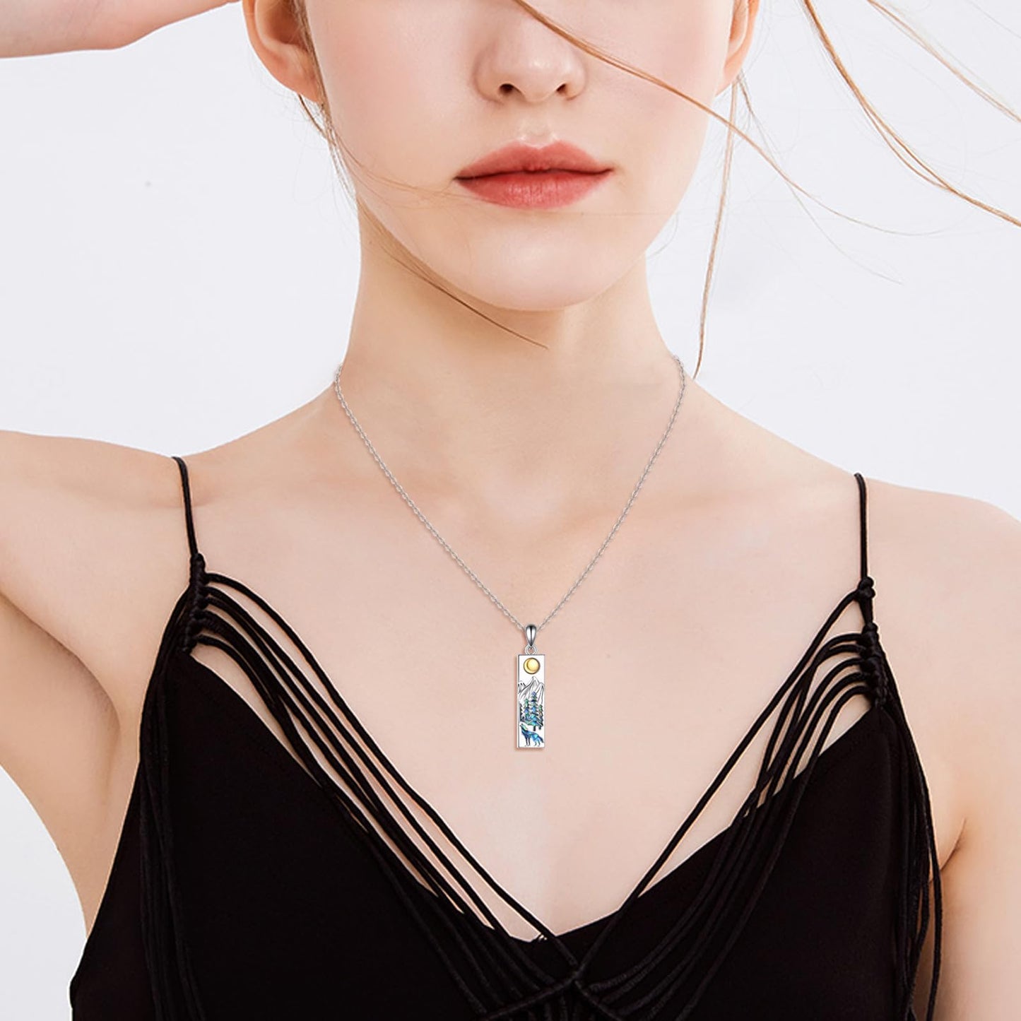YFN Wolf Mountain Necklace for Women Sterling Silver Nature Necklace Jewelry Gift for Skiers, Hikers, Campers, Climbers and Nature Lovers