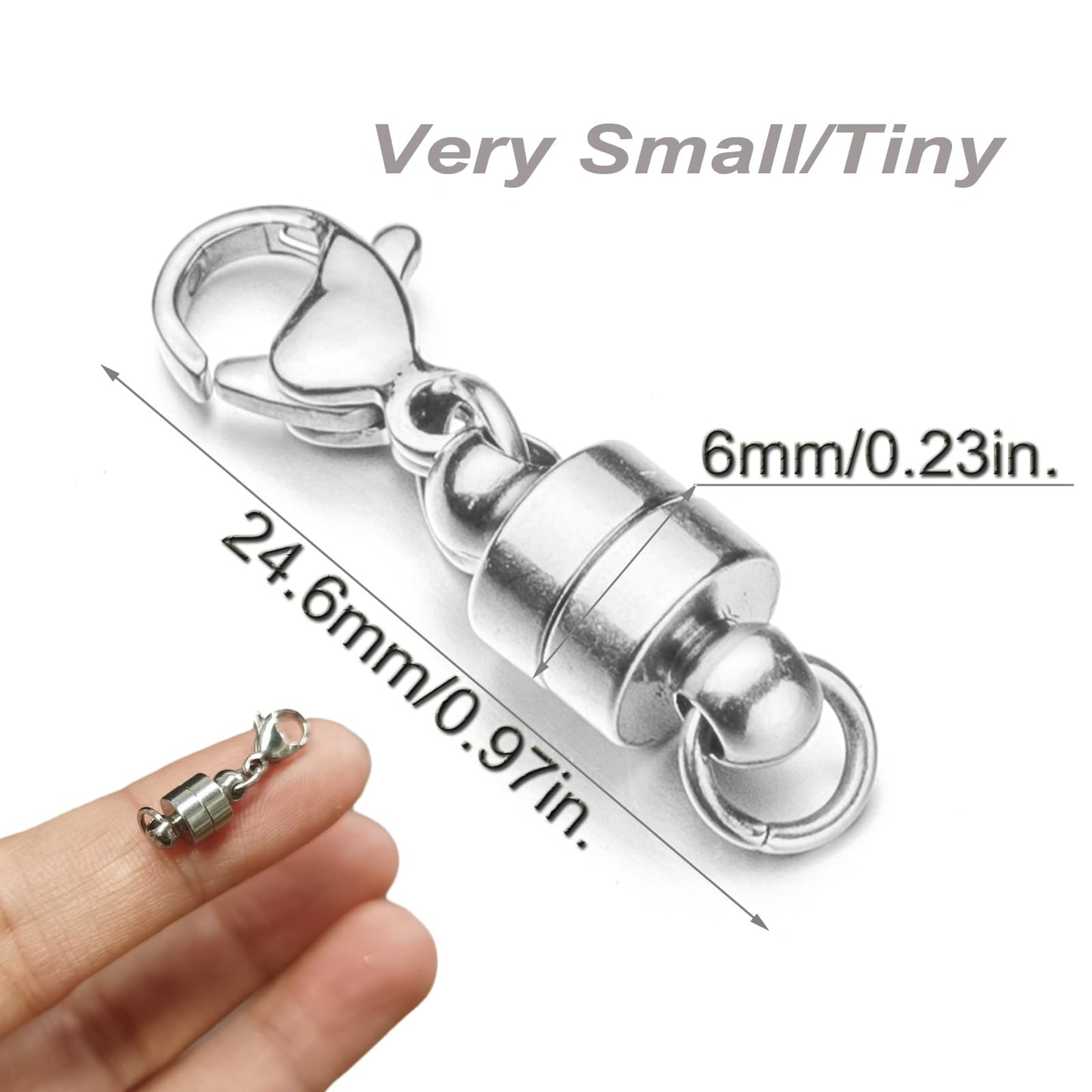 Mizeer Stainless Steel Magnetic Necklace Clasps and Closures, Magnetic Clasp Converter for Jewelry Making Supplies, Chain Extender Connector for Bracelet (4pcs Silver)