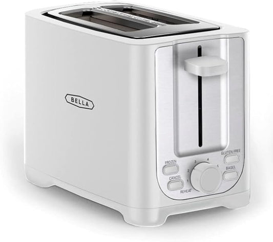 BELLA 2 Slice Toaster with Auto Shut Off - Extra Wide Slots & Removable Crumb Tray and Cancel,Defrost & Reheat Function - Toast Bread,Bagel-& Waffle,White,(Pack of 6)