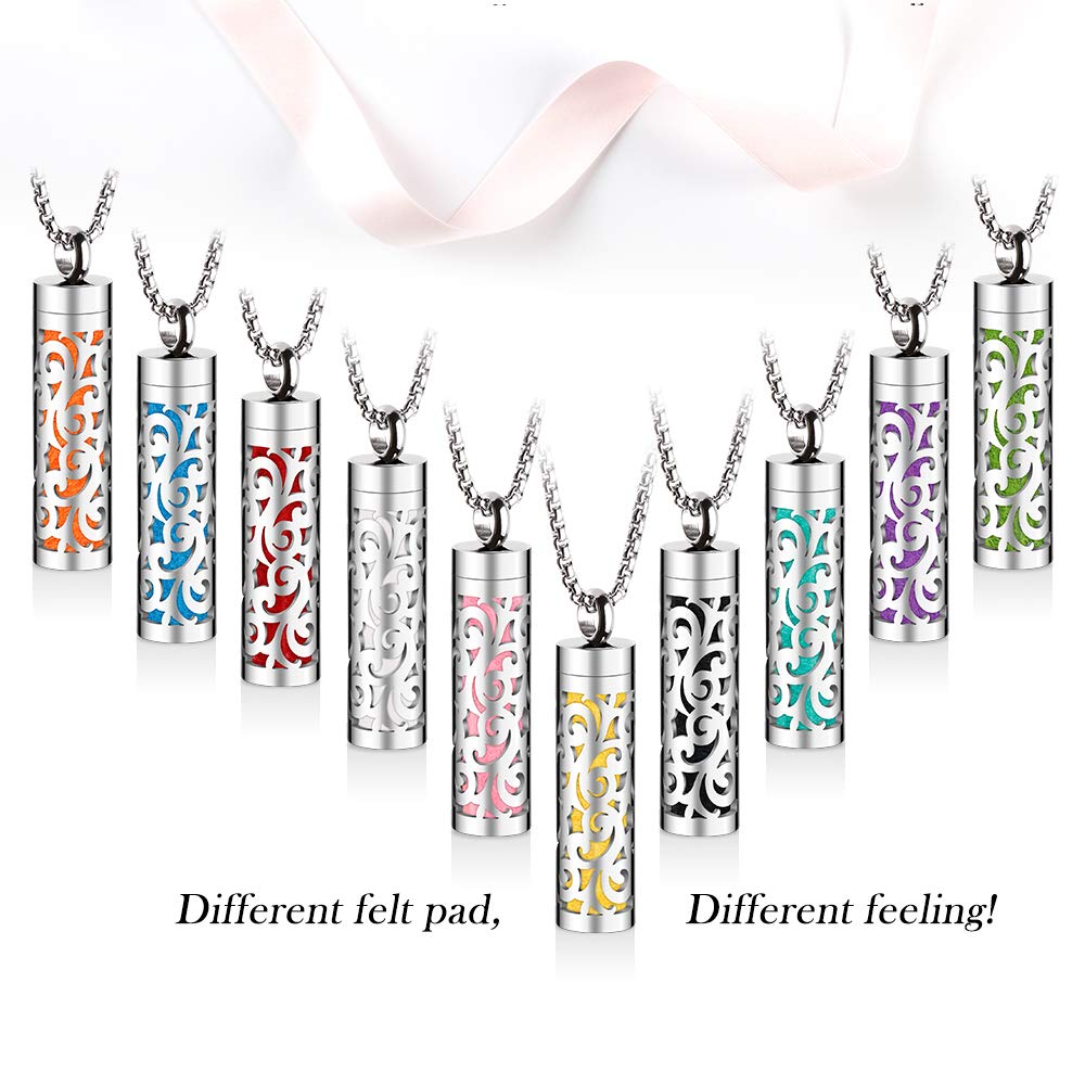 Maromalife Essential Oil Necklace for Women, 316L Stainless Steel Aromatherapy Pendant Diffuser Necklace, Essential Oil Jewelry Gift for Men Women, Christmas, Birthday