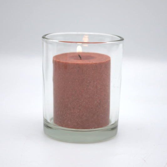 18 Red Colored Unscented Wax Votive Candles in Glass Holder, 24 Hours Burn Time