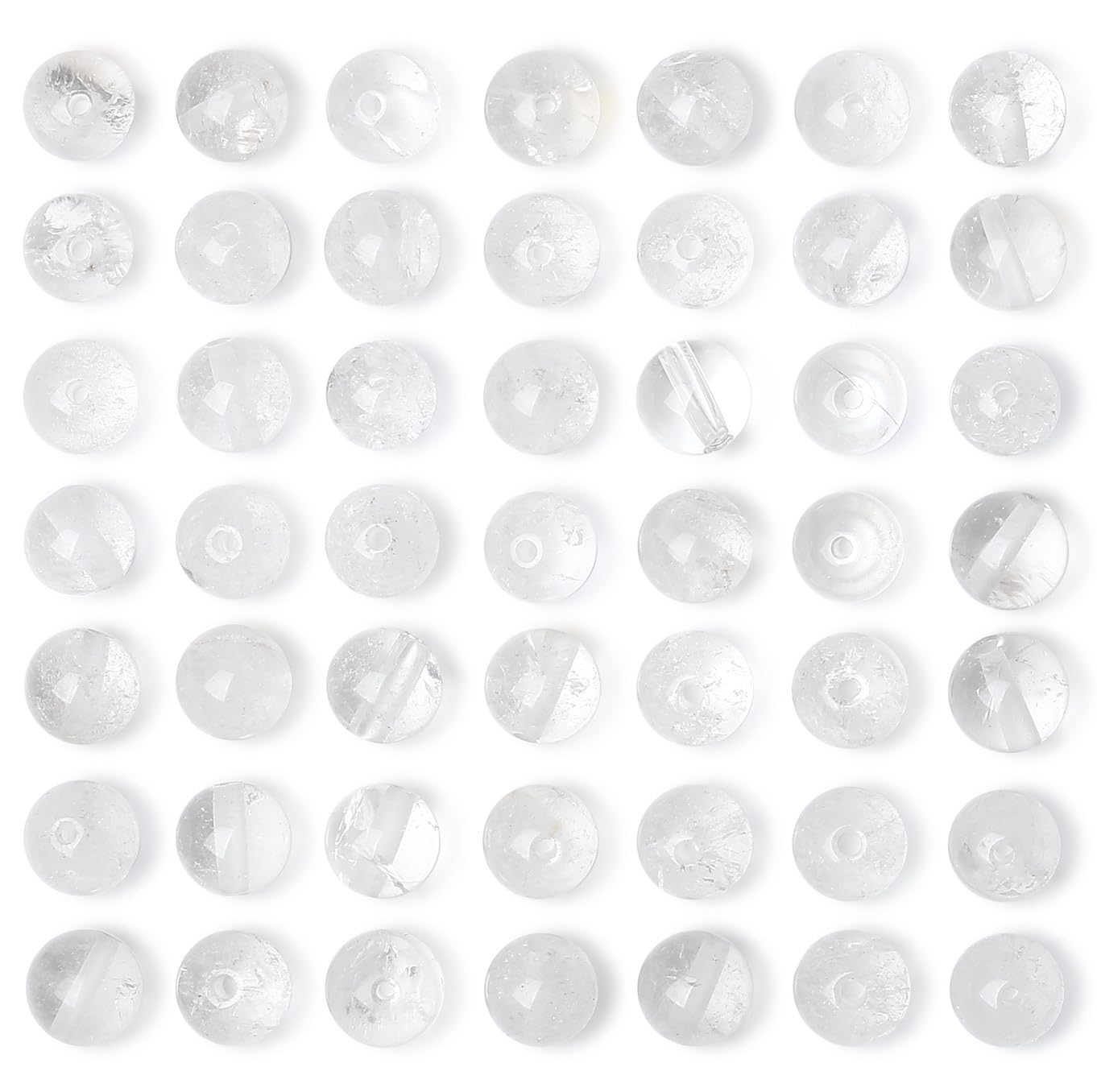 QINJIEJIE 100PCS Clear Crystal Beads 8mm Natural Stone Beads Round Loose Gemstone Bead for Bracelet Beading Crystal Jewelry Making DIY Necklace Earrings 0.32"