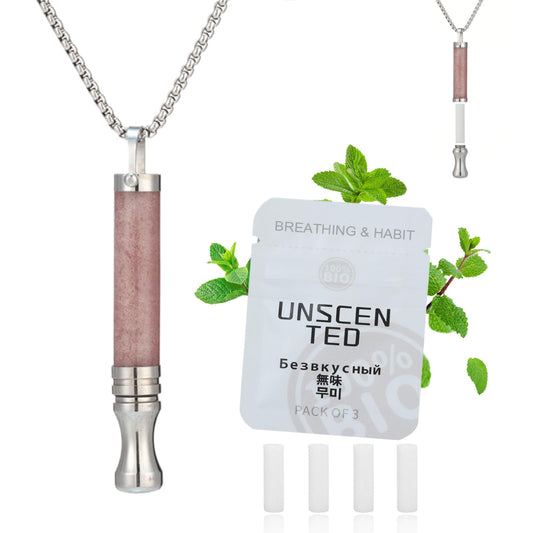 AD ADASTONE Breathing Necklace for Anxiety Relief Breathlink Anti Smoking Necklace Stop Smoking Aids Quit Vaping Tools for Smoking Cessation Fum Vaporless Inhaler for Natural Calm Stress Relief