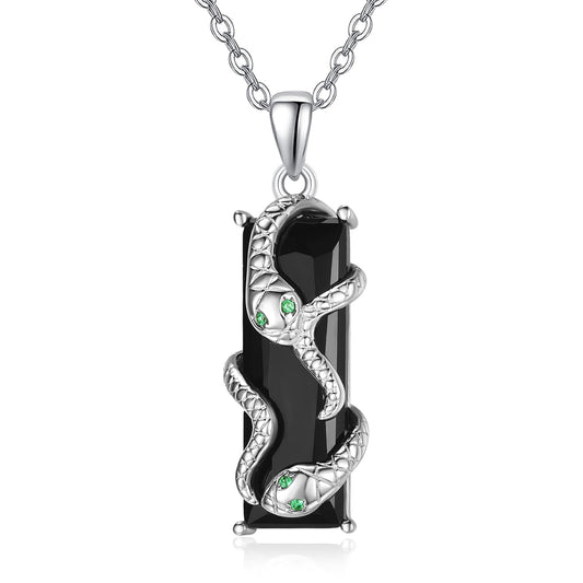 AENEAS Double Snake Necklace for Women 925 Sterling Silver Crystal Snake Pendant Cool Jewellry for Women Men