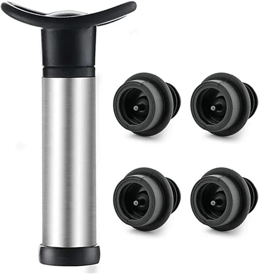 Wine Stopper 4 SET Bar Household Stainless Steel Red Wine Stopper Vacuum Pump