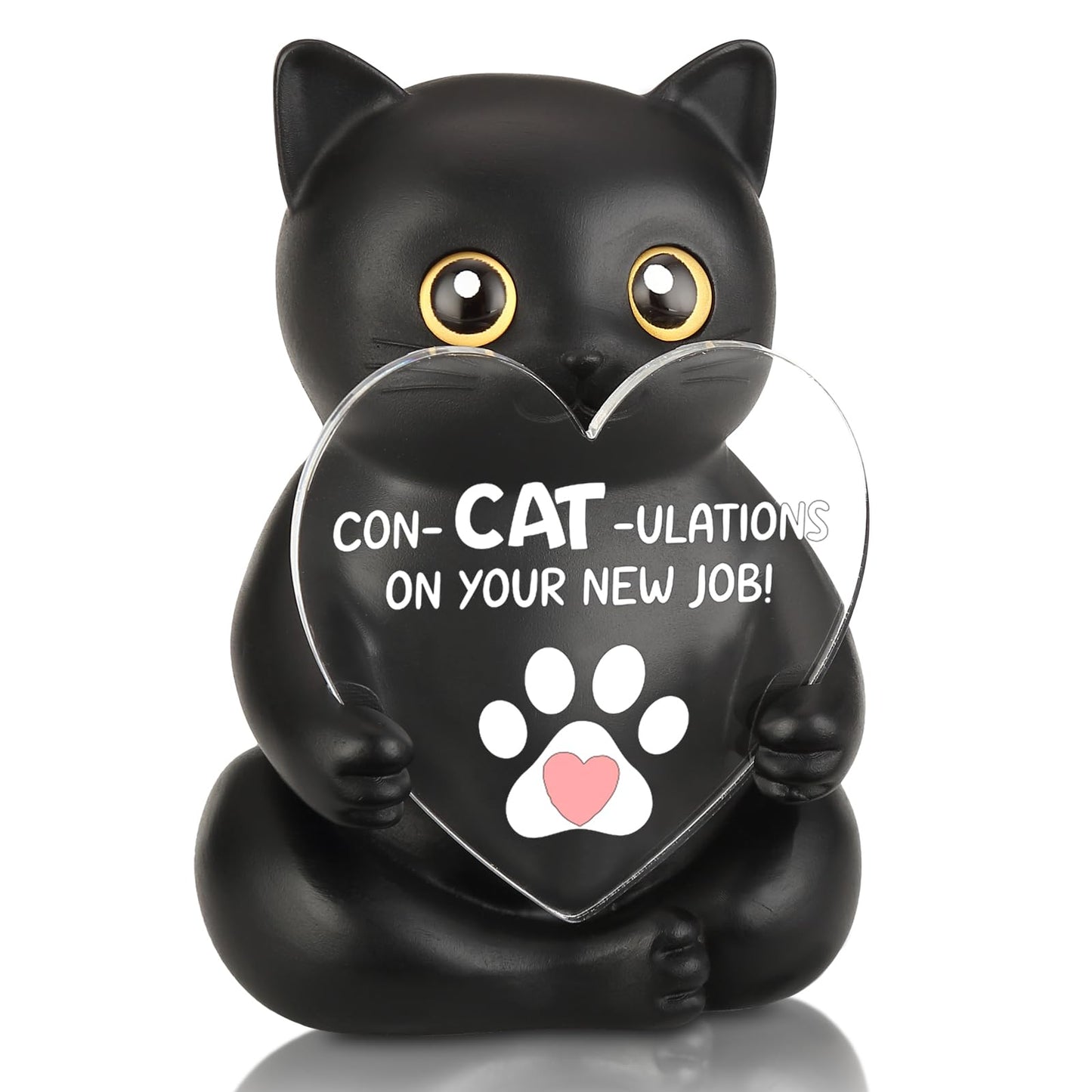 THRXOBN Con-Cat-Ulations Black Cat Resin Figurine, New Job Celebration Gift for Women, Men, Motivational Desk Decor for Cat Lovers, Encouraging Office Present for Colleague, WMS15