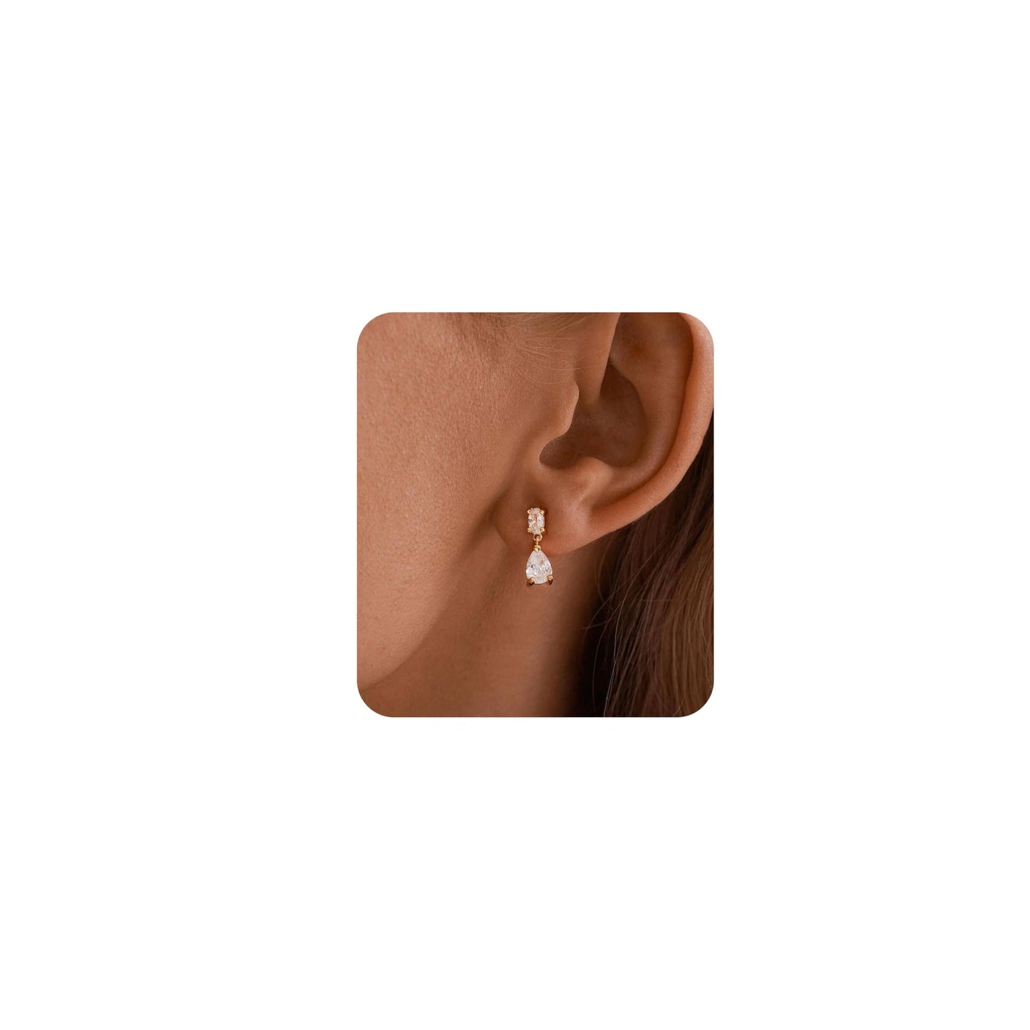 Qyalie Dangle Drop Earrings for Women Wedding Bridal Rhinestone Long Cubic Zircon Dangling Crystal Chandelier Sparkly 14K Gold Plated Dainty Trendy Jewelry (Gold-Two CZ)