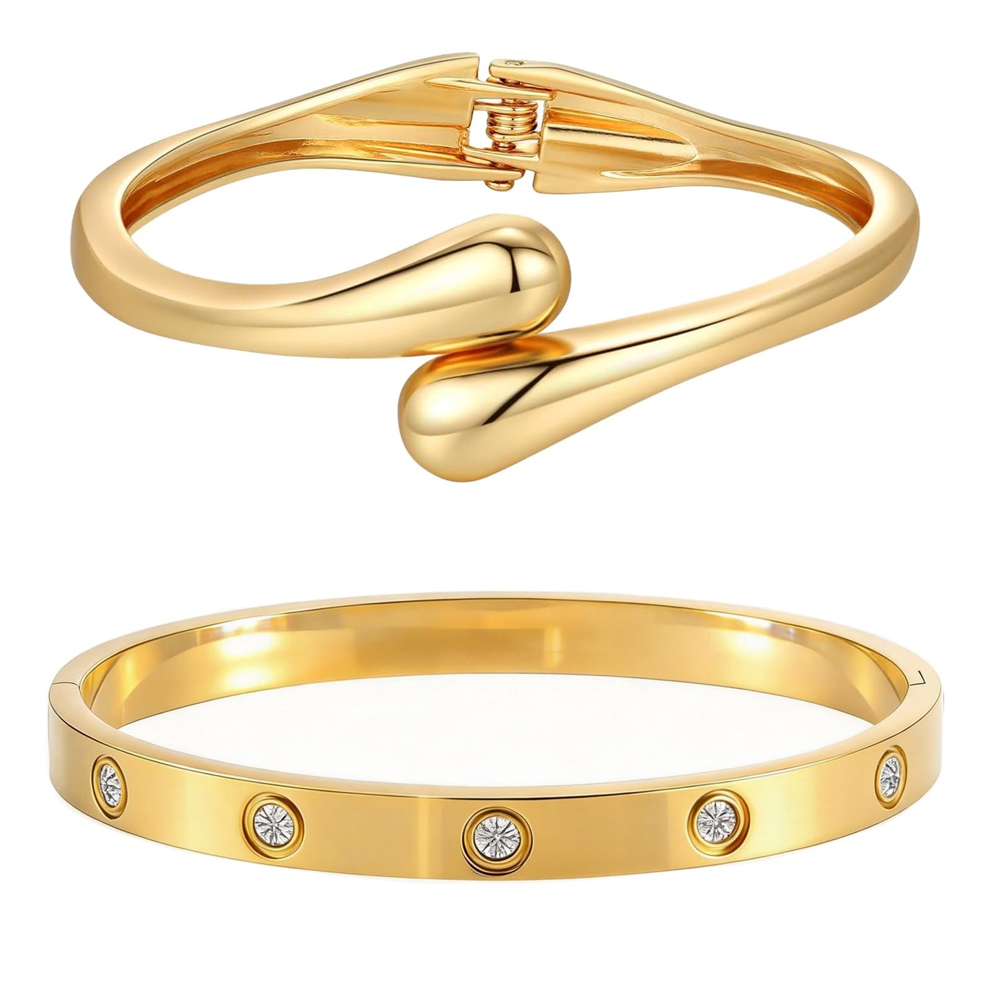 Chunky Gold Bangle Nail Love Bracelet Set for Women, Irregular Chunky Gold Bracelet Teardrop Wave Adjustable Twist Bangle Bracelets Gold Bracelet Non Tarnish Waterproof Jewelry for Women Gifts