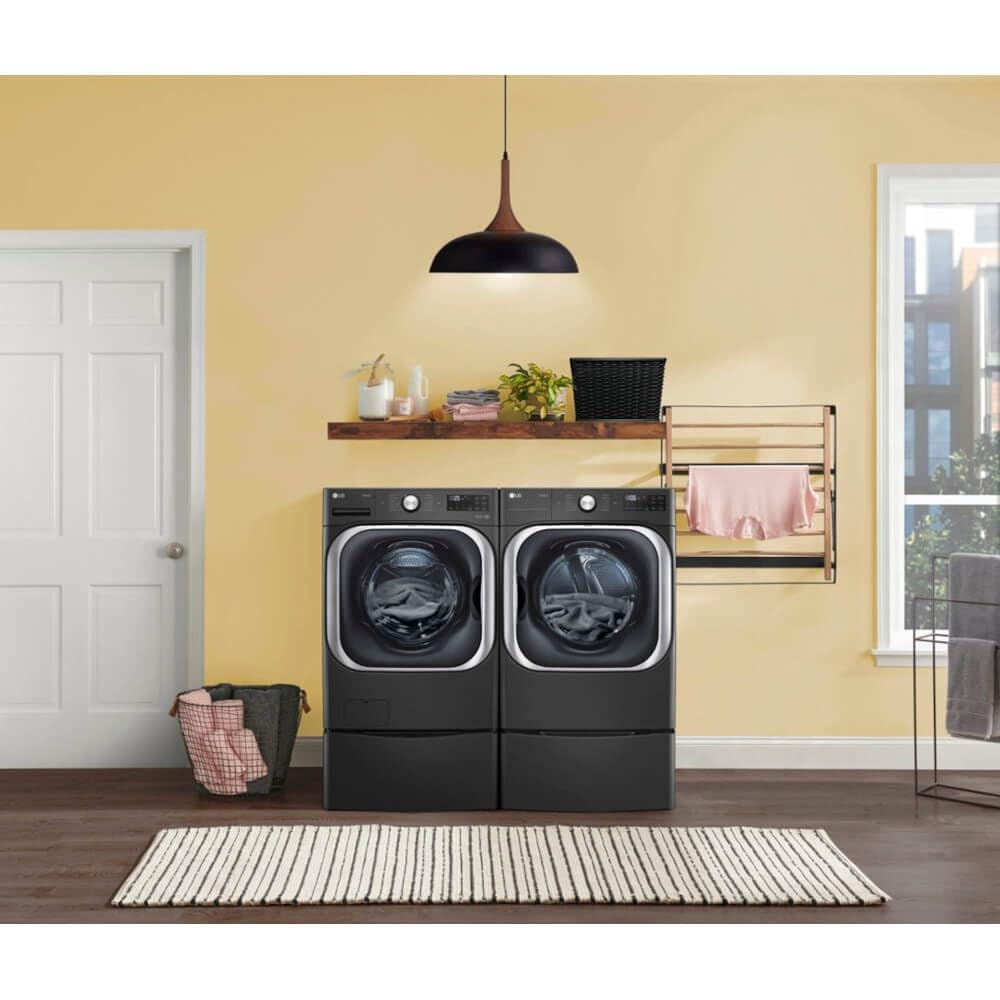 LG 5.2 cu. Ft Stackable Smart Front Load Washer in Black Steel with Steam & Turbowash Technology