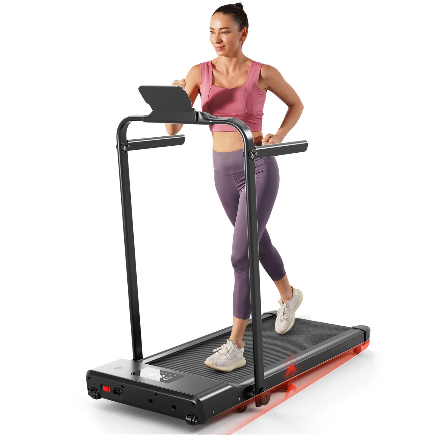 Walking Pad Treadmill with Incline, Portable Folding Walking Pad with Handle bar, Under Desk Walking Pad Treadmill for Home Small Space 300 lbs Capacity and Low Noise
