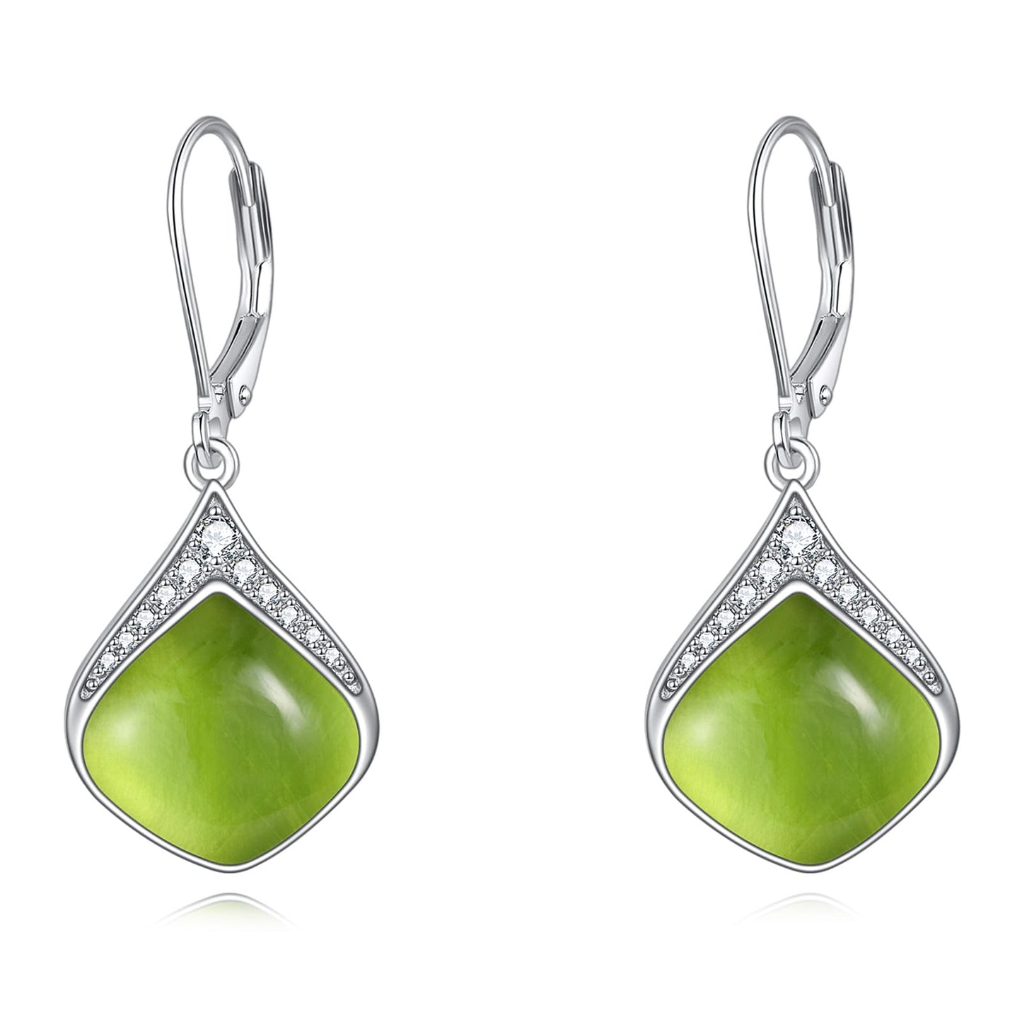 Peridot Teardrop Earrings for Women Sterling Silver Cubic Zirconia Teardrop Drop cubic Zirconia Dangle Earrings Jewelry Christmas Gifts for Women