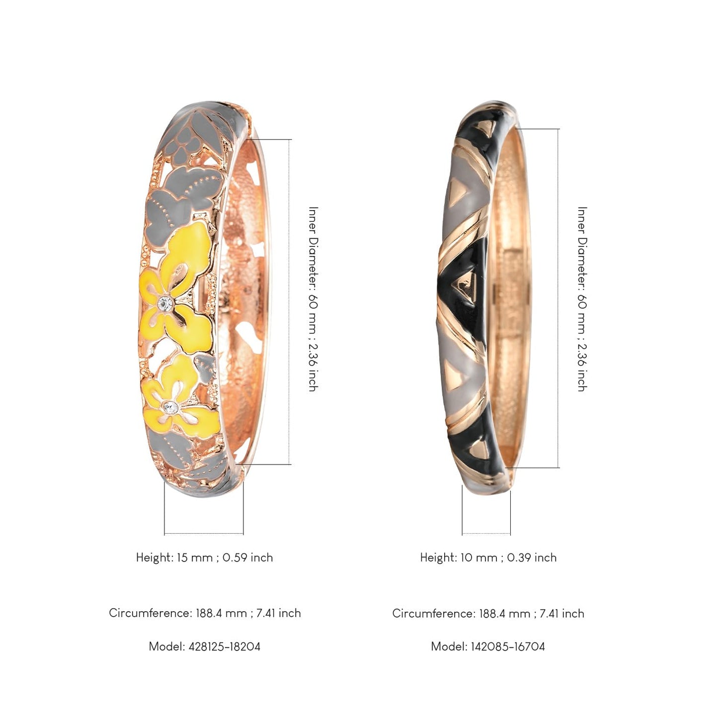 UJOY Vintage Jewelry Cloisonne Handcrafted Enameled Gorgeous Rhinestone Butterfly Gold Hinged Cuff Bracelet Bangles Gifts 88A09-3PCS grey