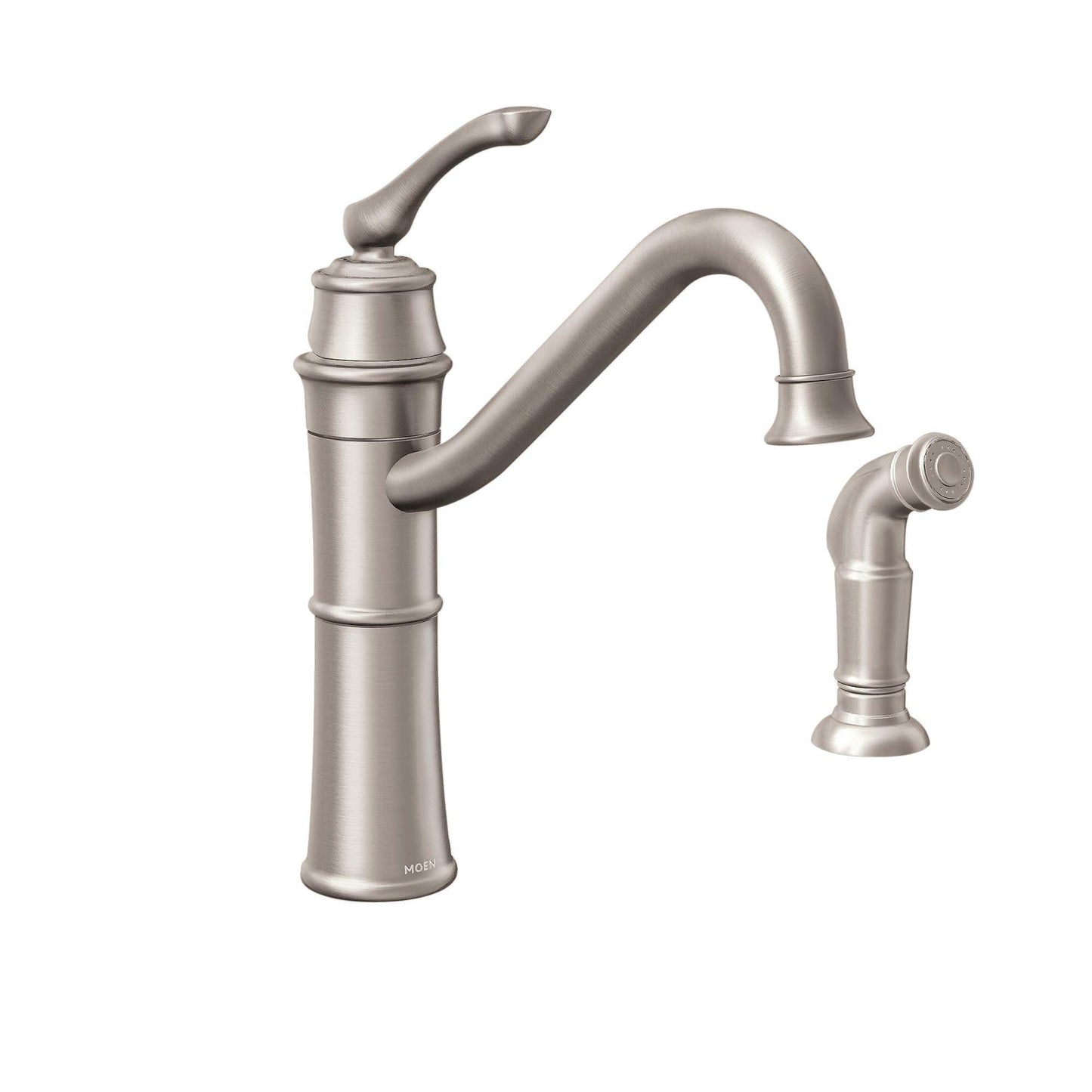 Moen Wetherly Spot Resist Stainless High-Arc Kitchen Faucet with Side Spray, 87999SRS
