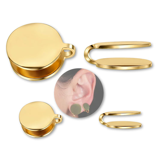 15mm & 10mm Keloid Pressure Earring Set for Women and Men | Clip on Compression Earrings for Swelling (Gold)