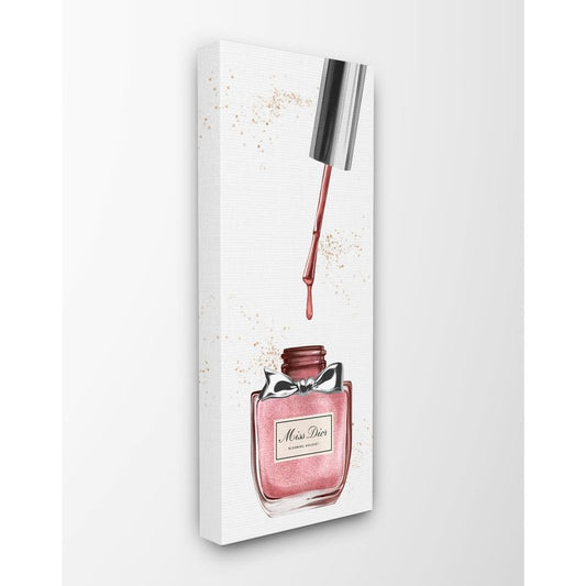 Stupell Industries 'Makeup Nail Polish Brush Pink Silver Fashion Design', Canvas Art, 10 x 24 Inches, Easy to Hang and Sturdy, Made in USA, by Ziwei Li
